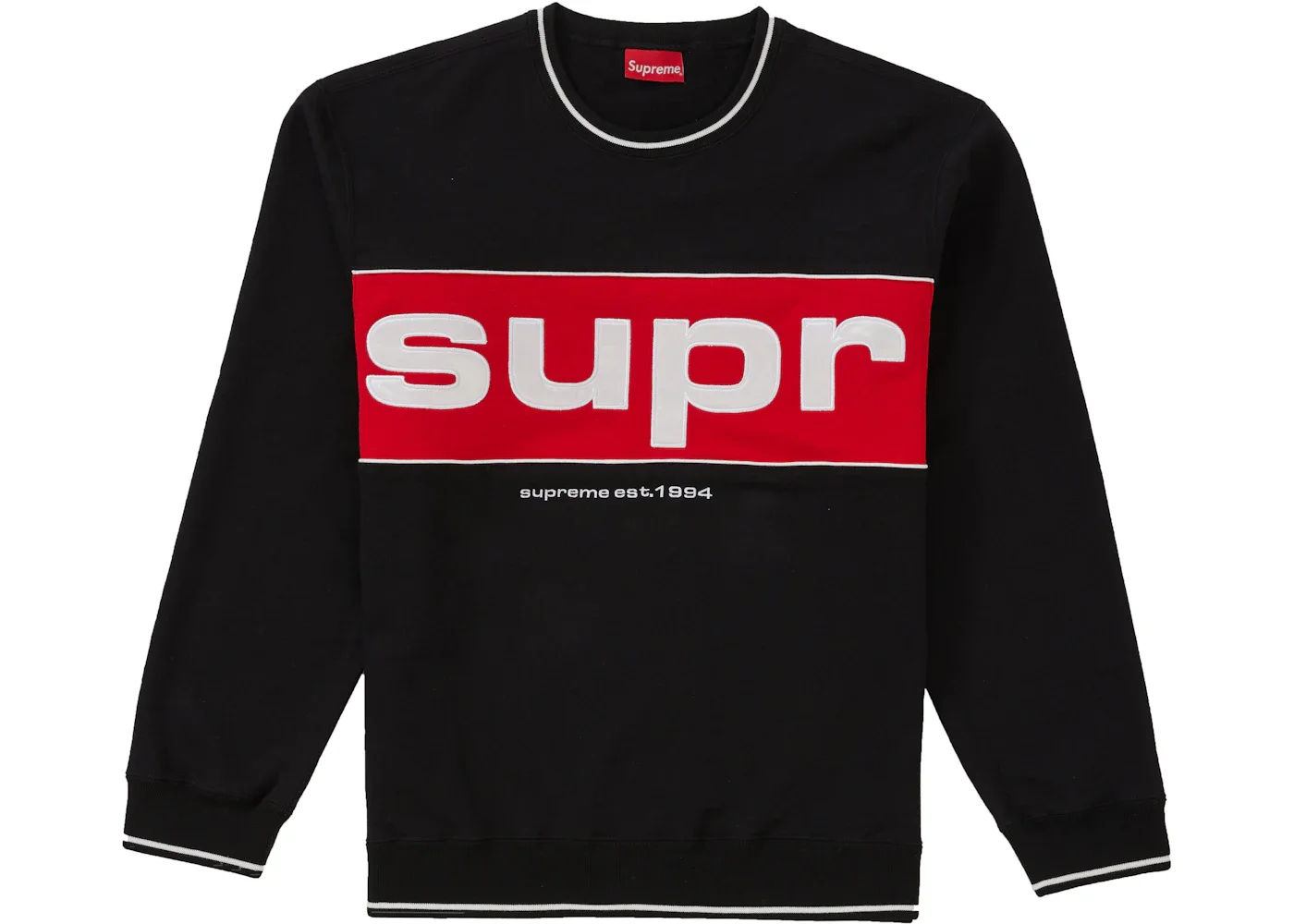 Supreme Piping Crewneck Black - 1