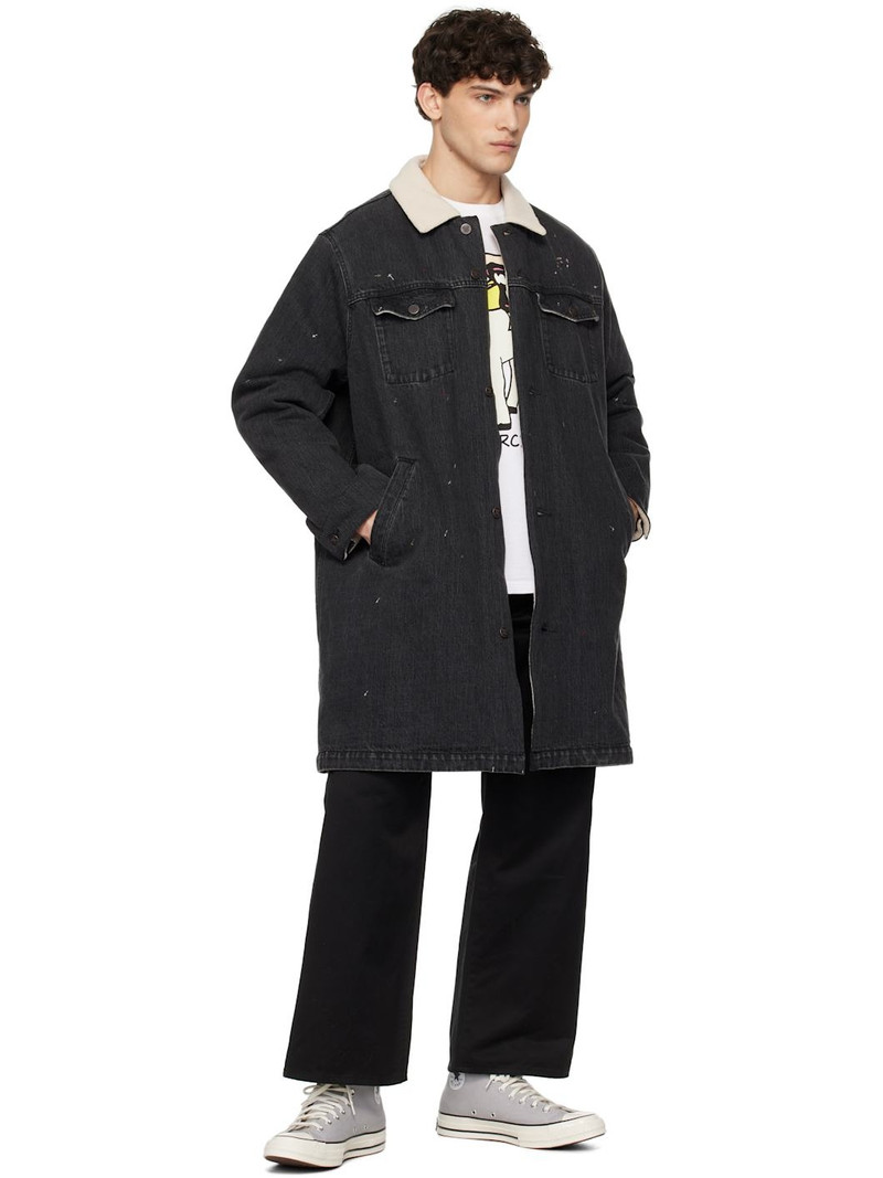 UNDERCOVER Black Sherpa Fleece-Lined Denim Coat outlook