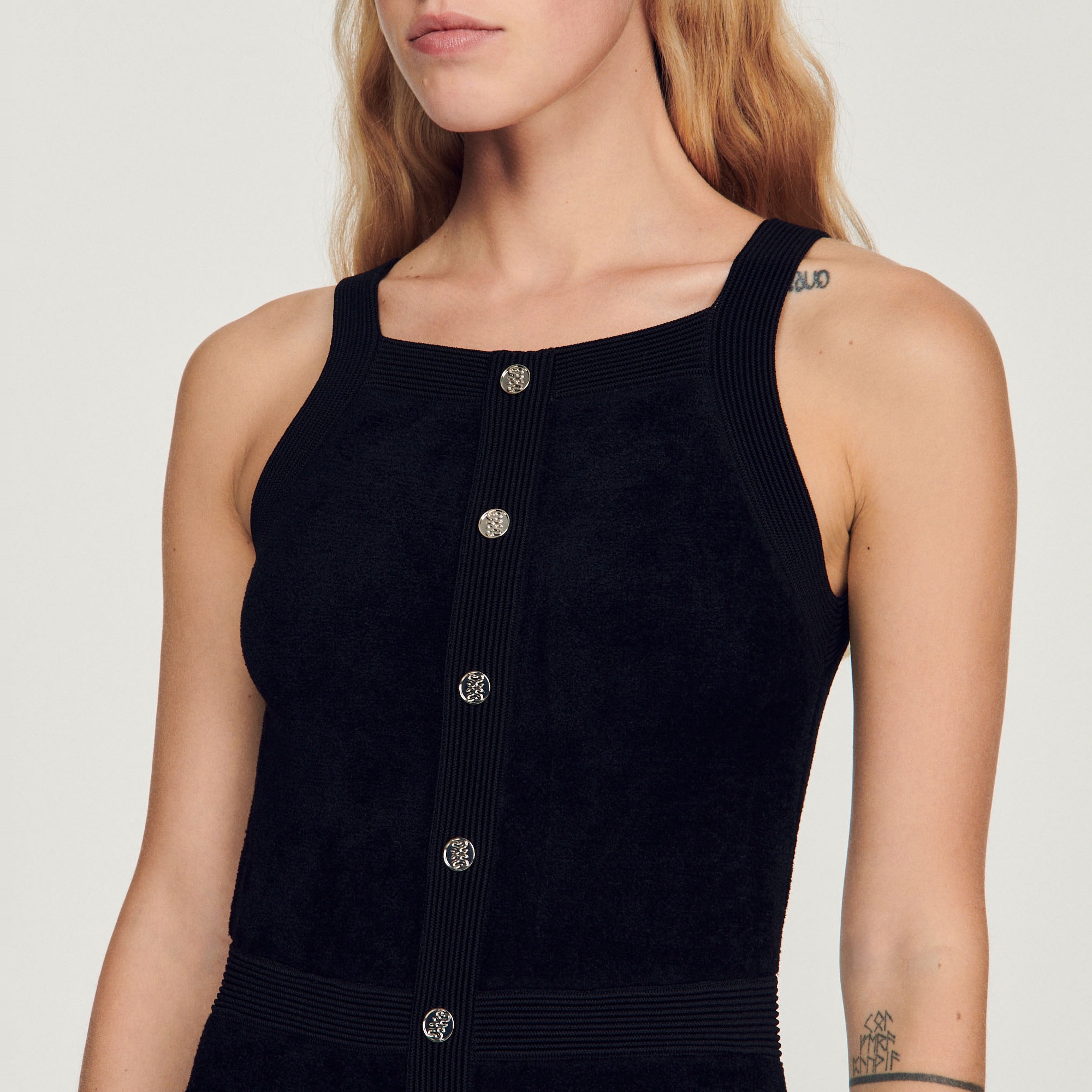 Sleeveless velvet-effect dress - 4