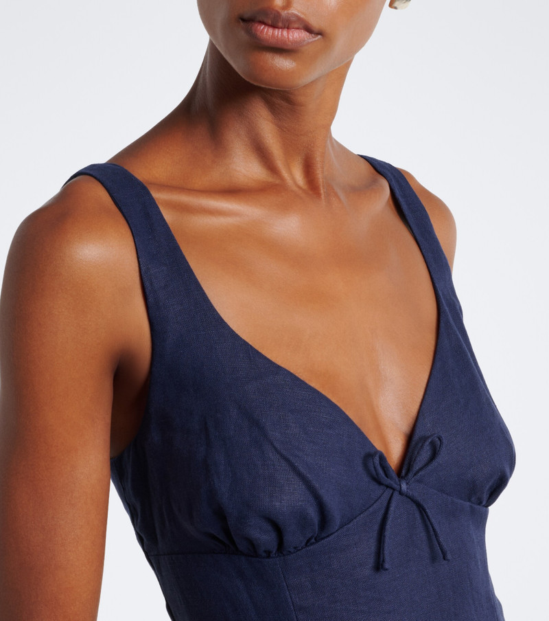 Adalee pleated shirred linen midi dress 3