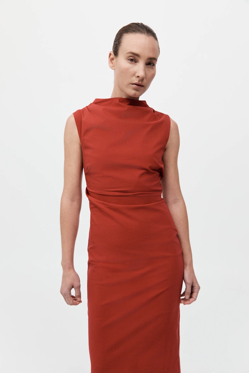 Soft Sculptural Dress - Rosso - 4
