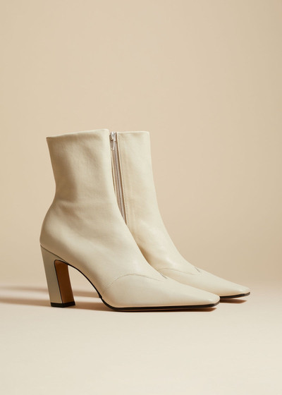 KHAITE The Dallas Stretch Ankle Boot in Off-White Leather outlook