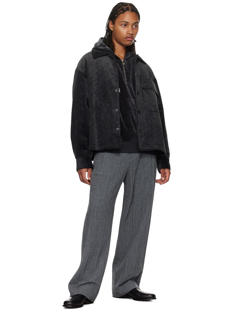 SOLID HOMME Gray Half-Zip Hoodie outlook