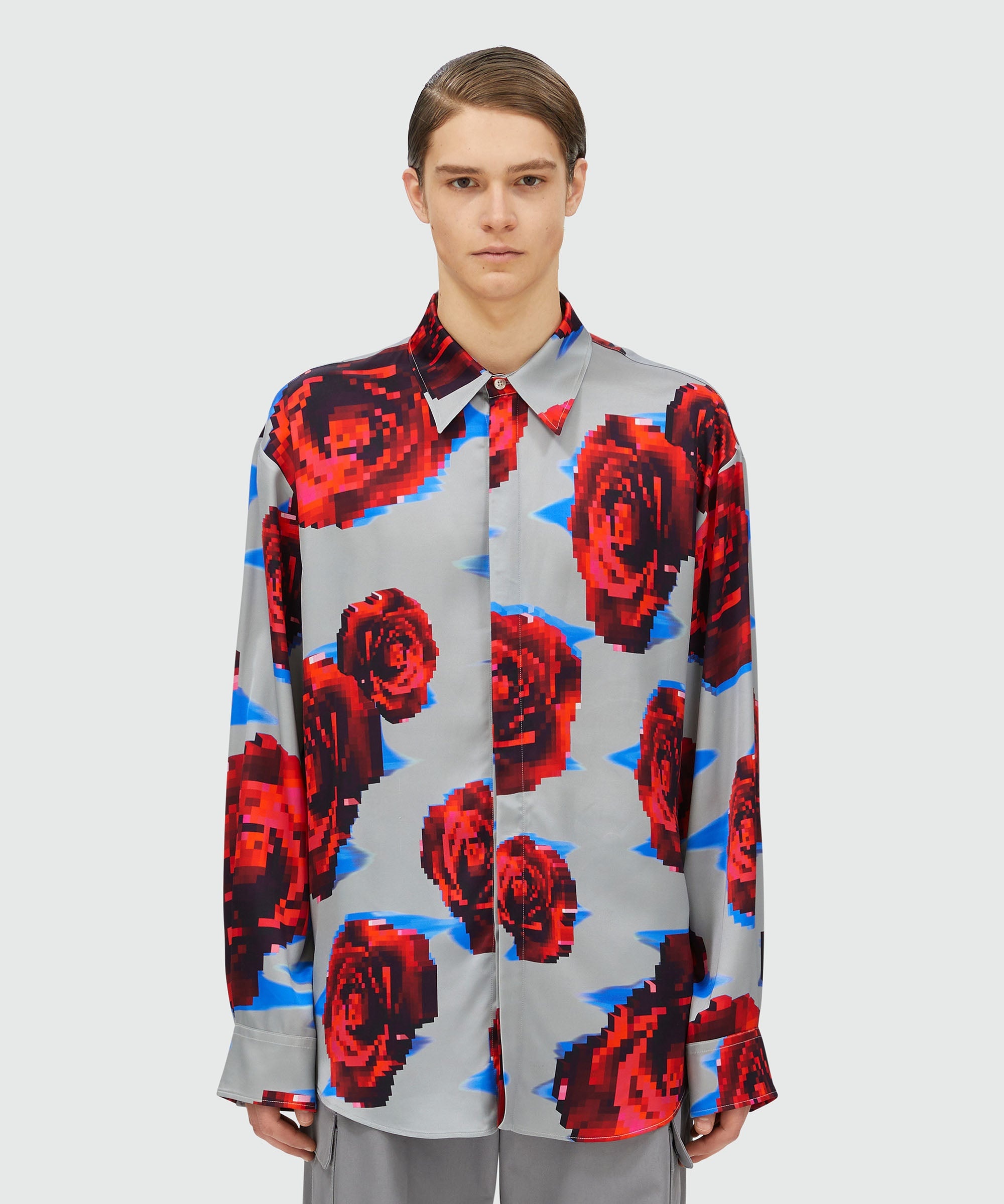 Satin "Underground pixelled roses" shirt - 2