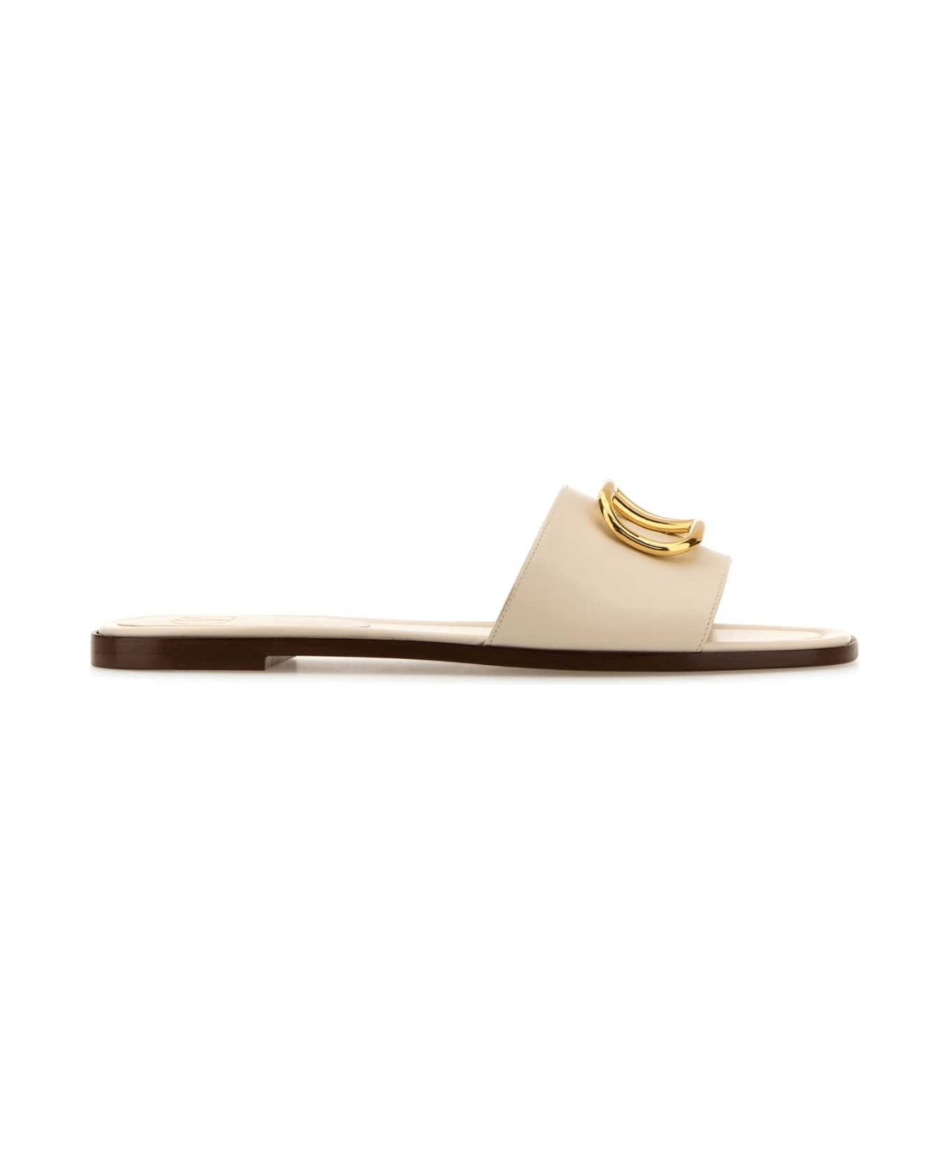 White Leather Vlogo Slippers - 1