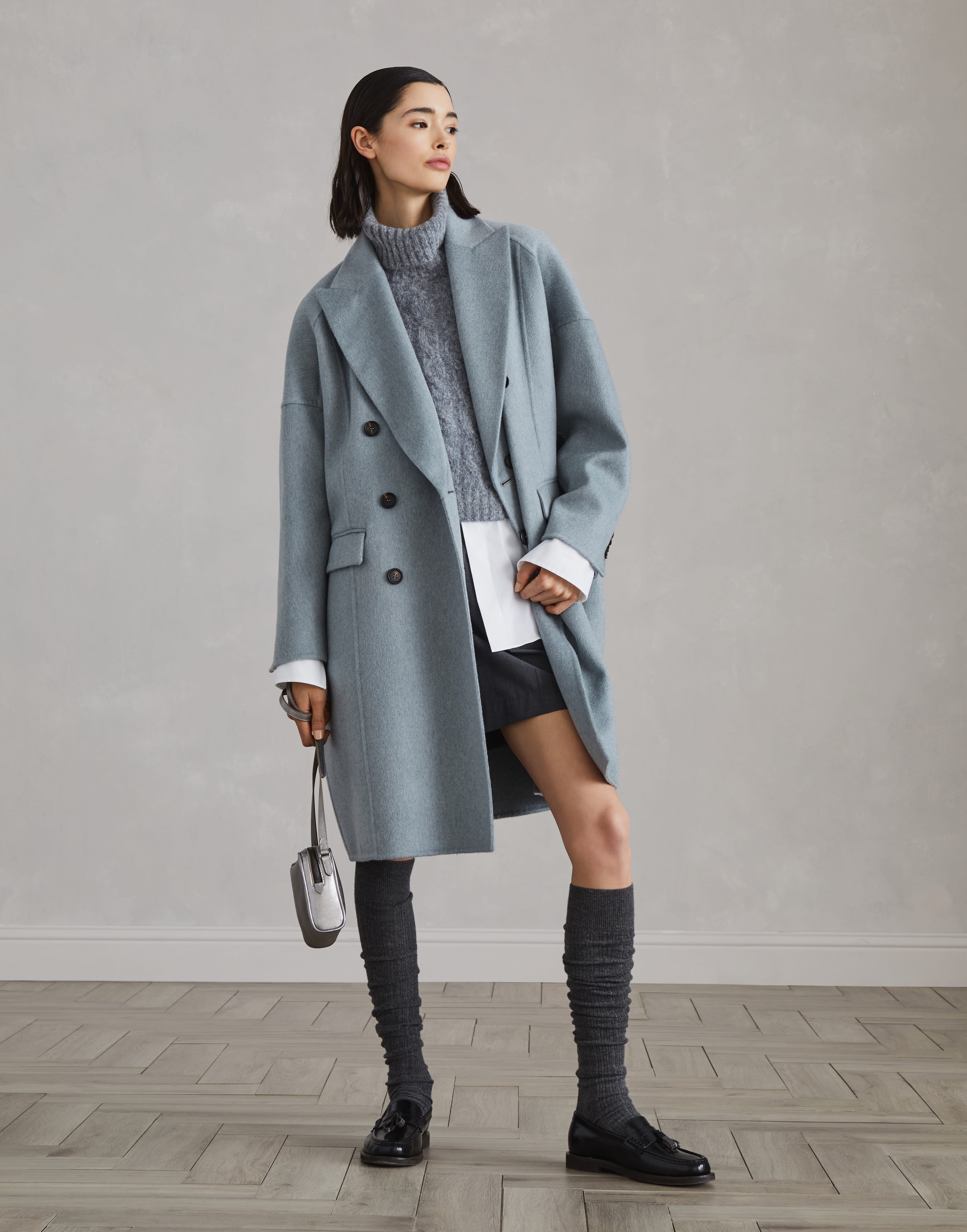 Hand-crafted coat in cashmere double beaver cloth with monili - 5