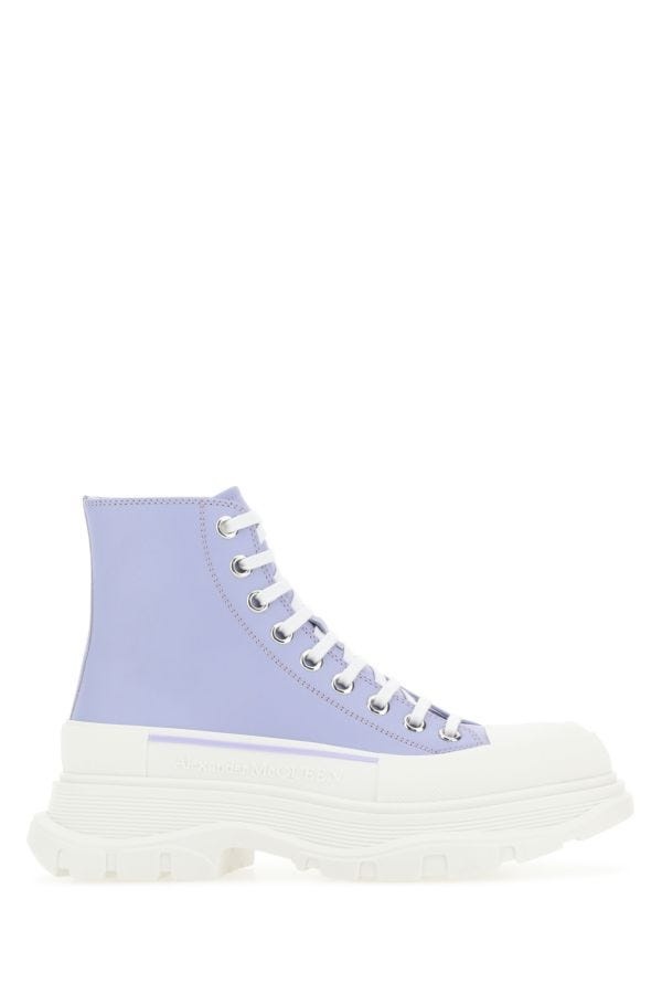 ALEXANDER MCQUEEN Lilac Leather Tread Slick Sneakers - 1