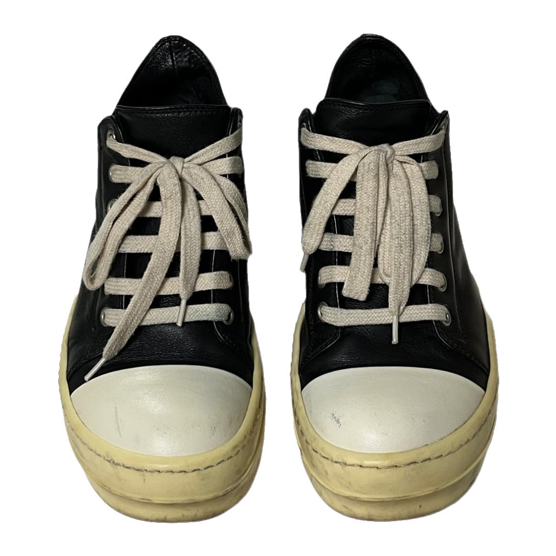 RICK OWENS Lace Up Low Top Leather Sneakers - 2