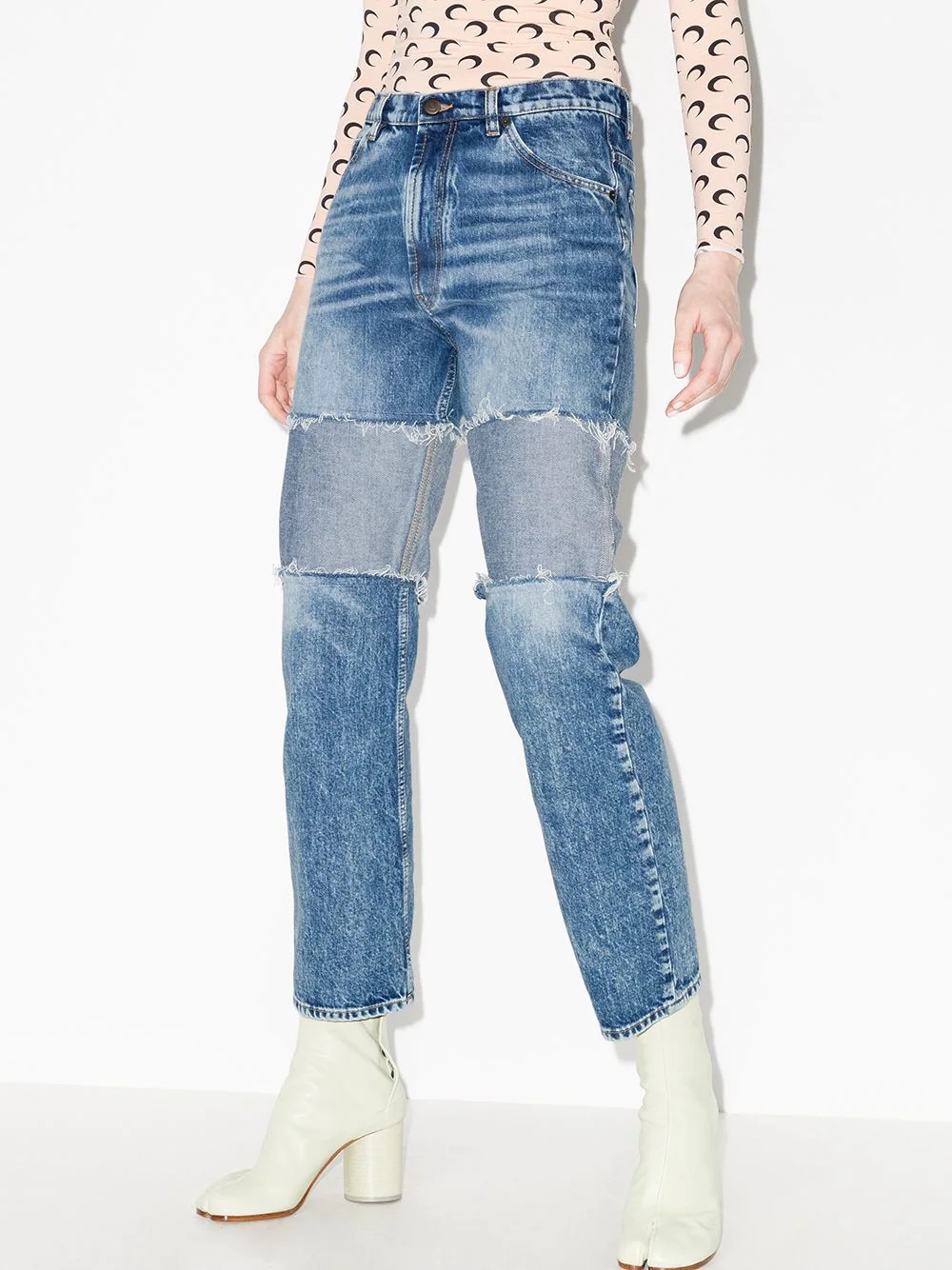 reverse-panel high-rise boyfriend jeans - 2