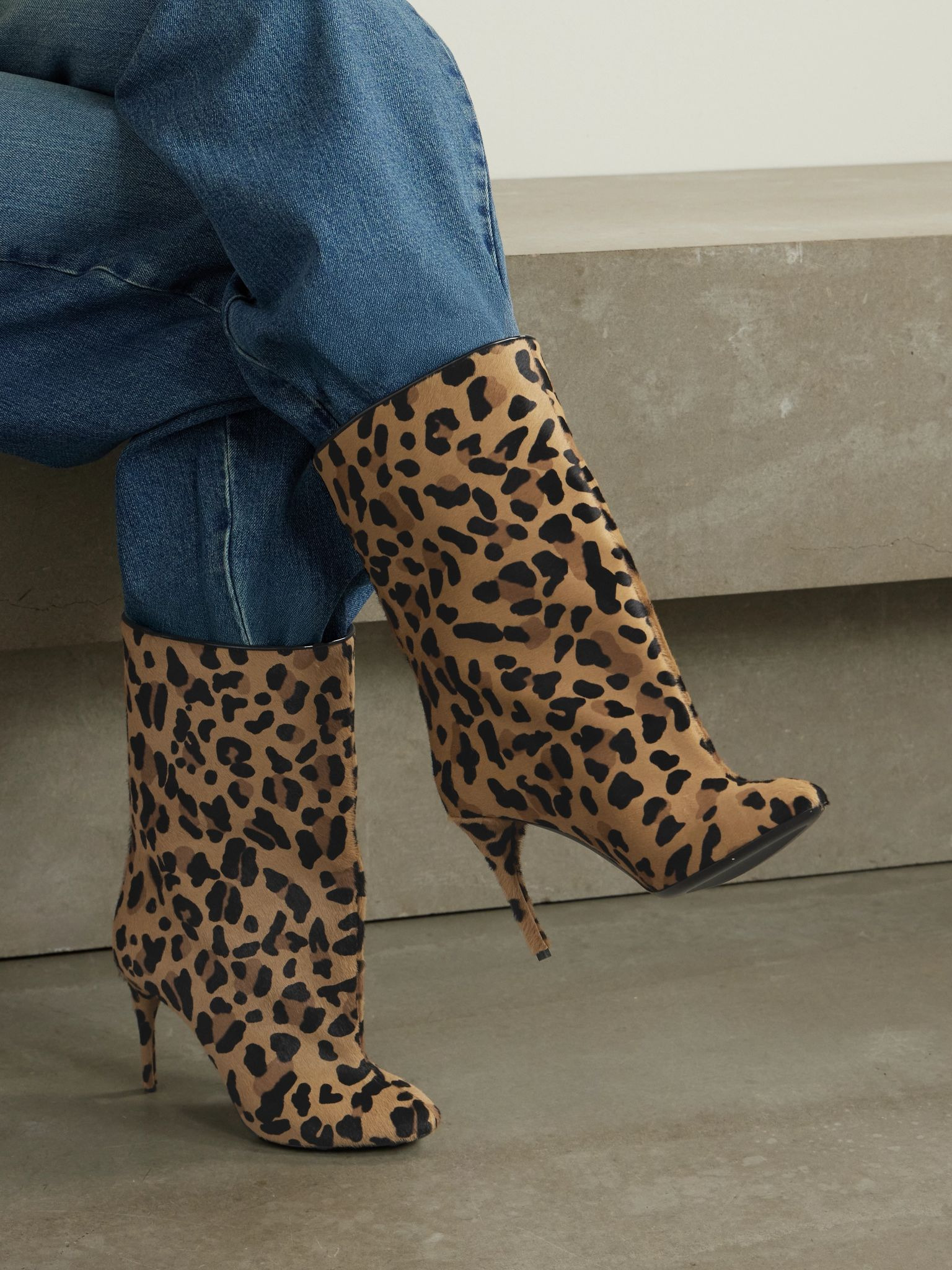 90 leopard-print calf hair ankle boots Leopard print - 2