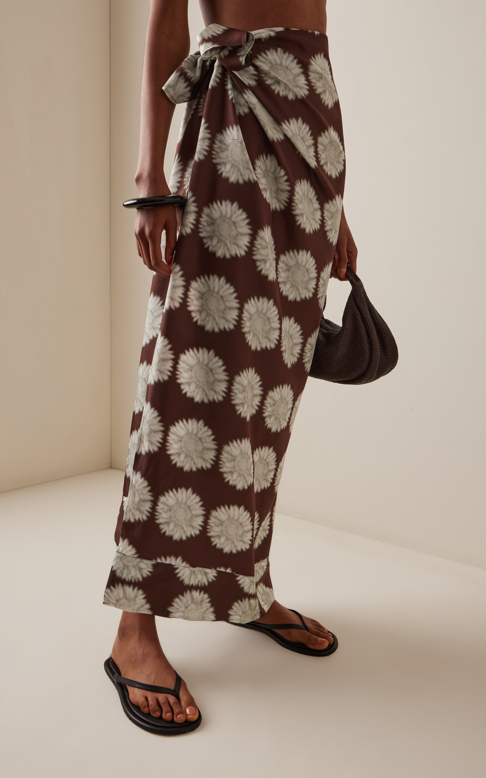 Floral-Print Silk Sarong brown - 3