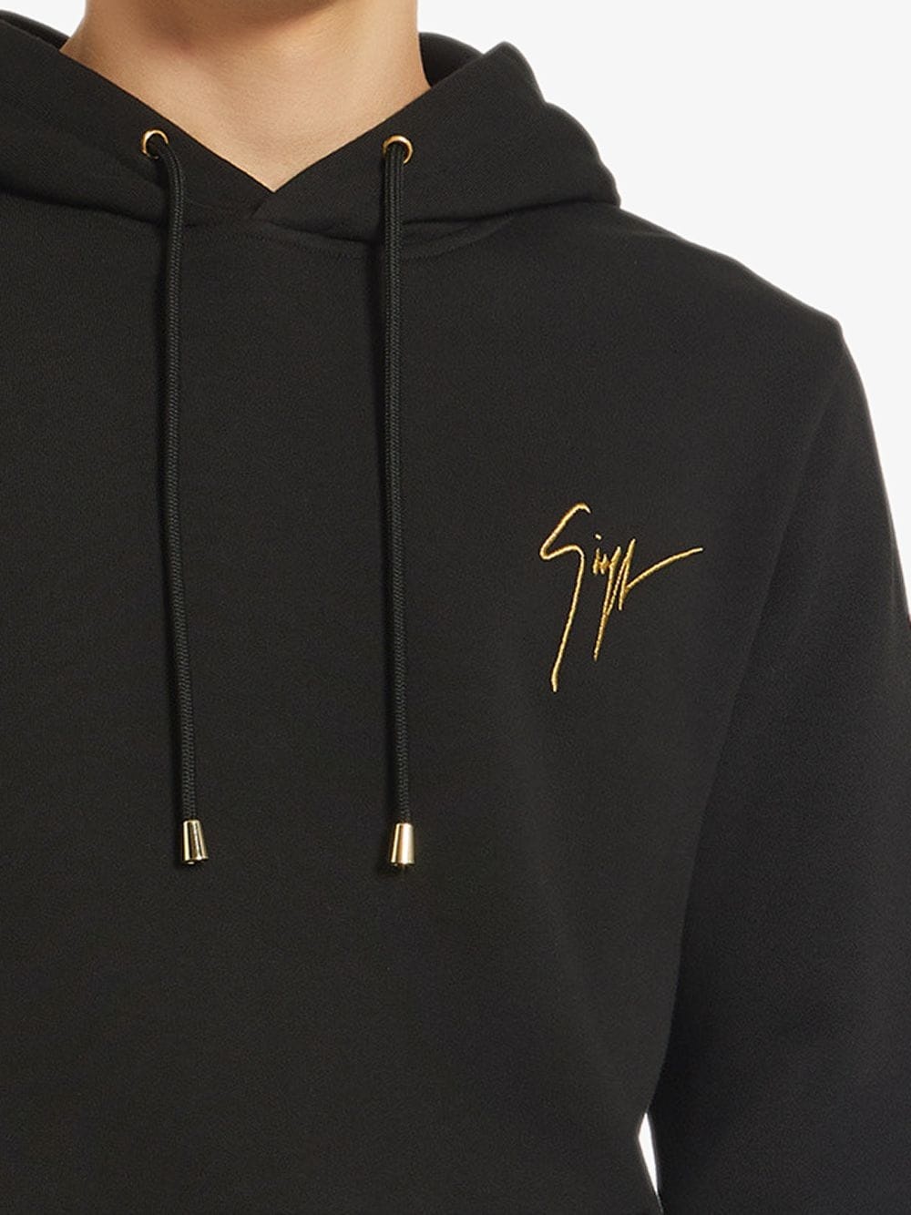 embroidered logo drawstring hoodie - 5