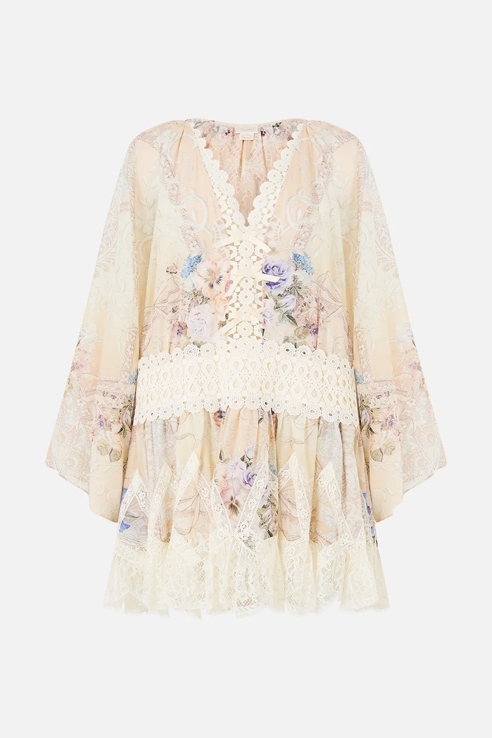 RELAXED SHORT DRESS WITH DROPPED WAIST LACED WITH LOVE - 1
