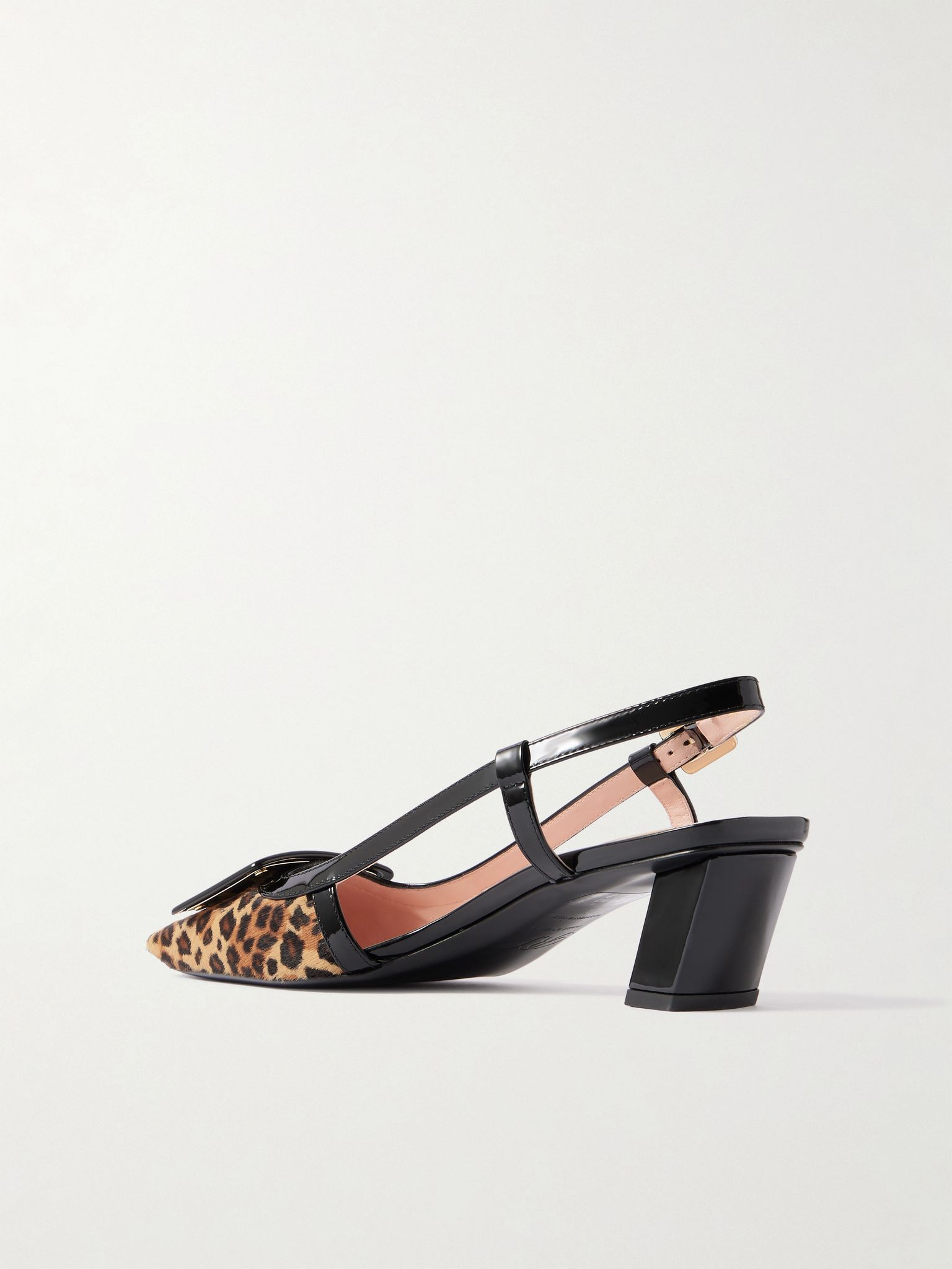 Belle Vivier 45 patent leather-trimmed leopard-print pony hair slingback pumps Leopard print - 3