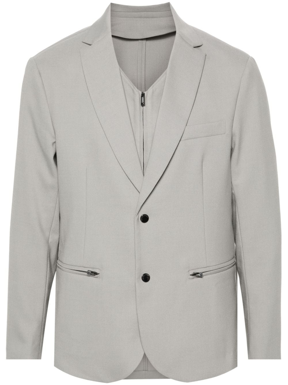 layered single-breasted blazer - 1