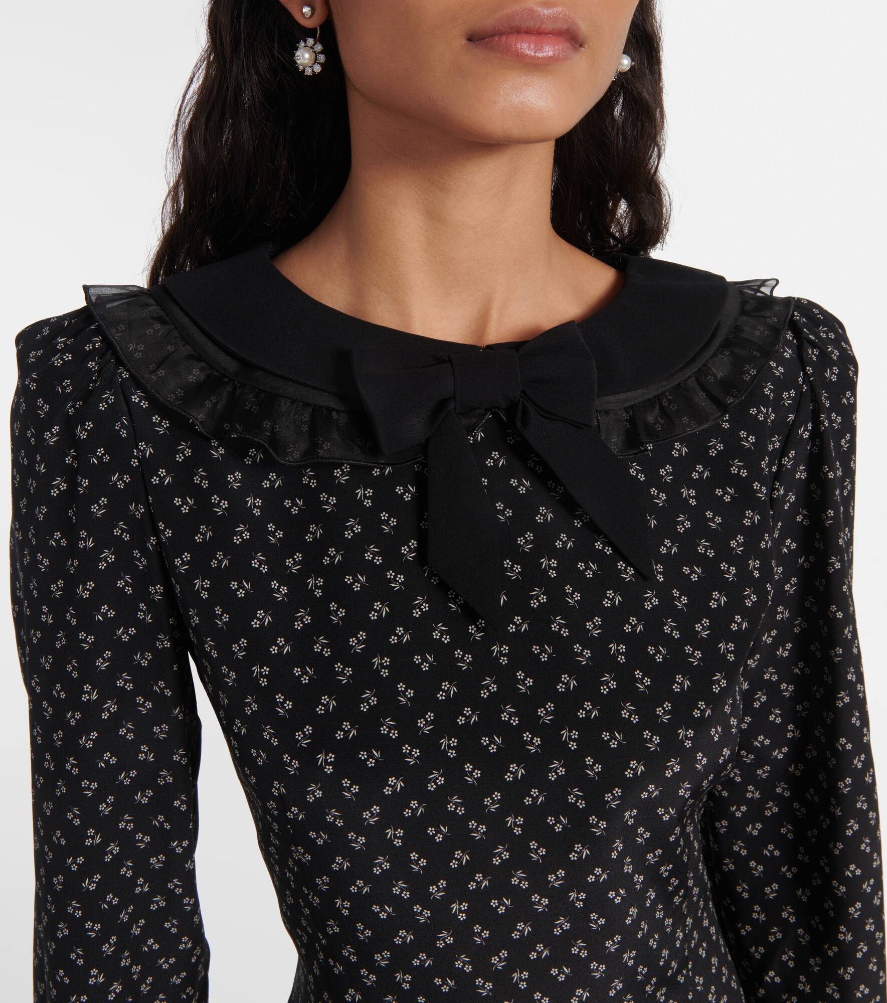 Floral printed silk minidress - 4