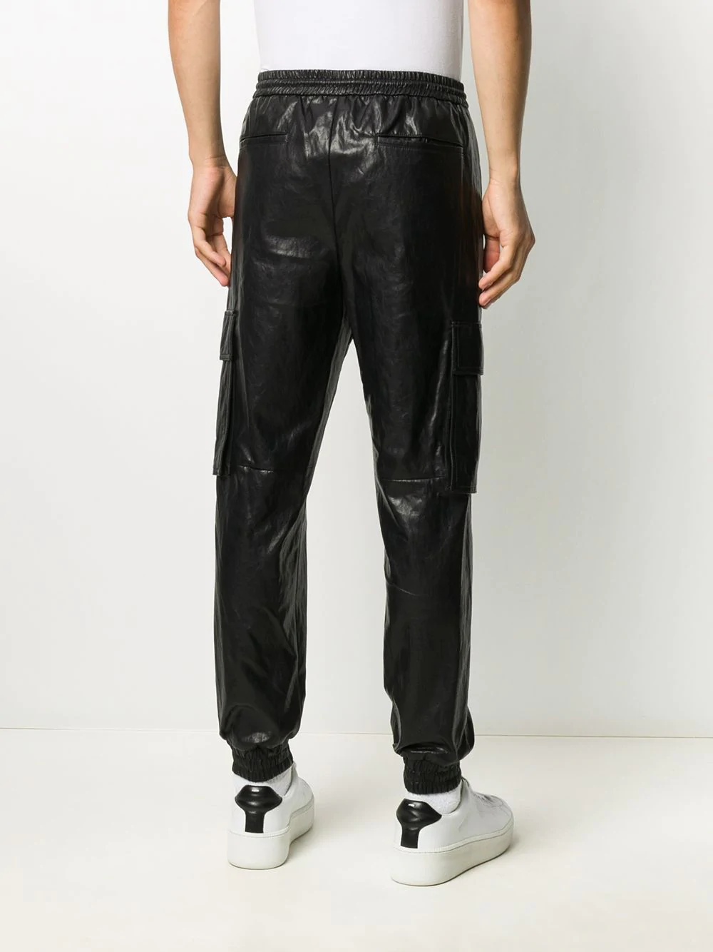 textured drawstring waist track pants - 4