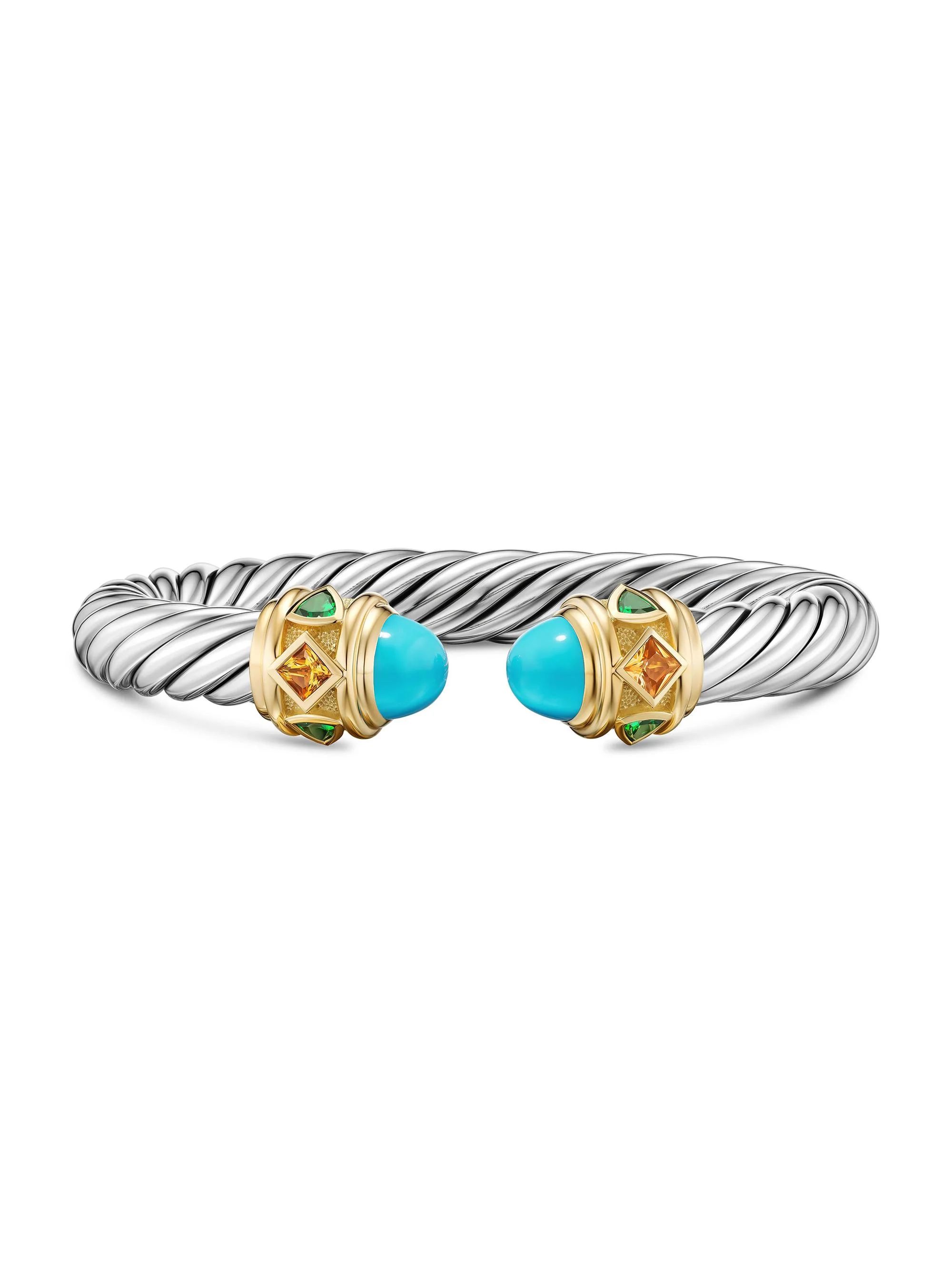 Women's Renaissance Cable Flex Bracelet in Sterling Silver - Reconstituted Turquoise - 1