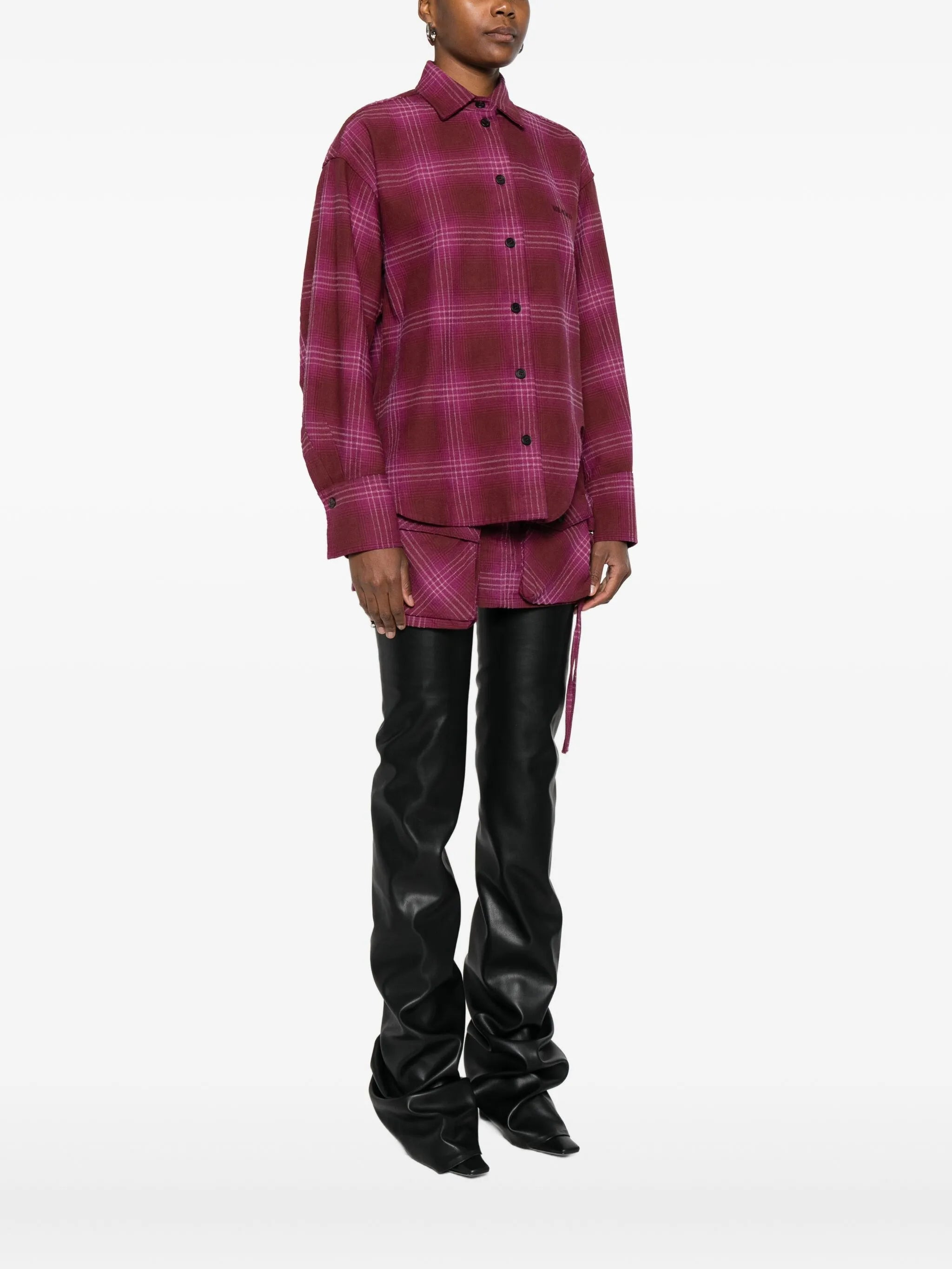 The Attico Checked Curved-hem Shirt - 4