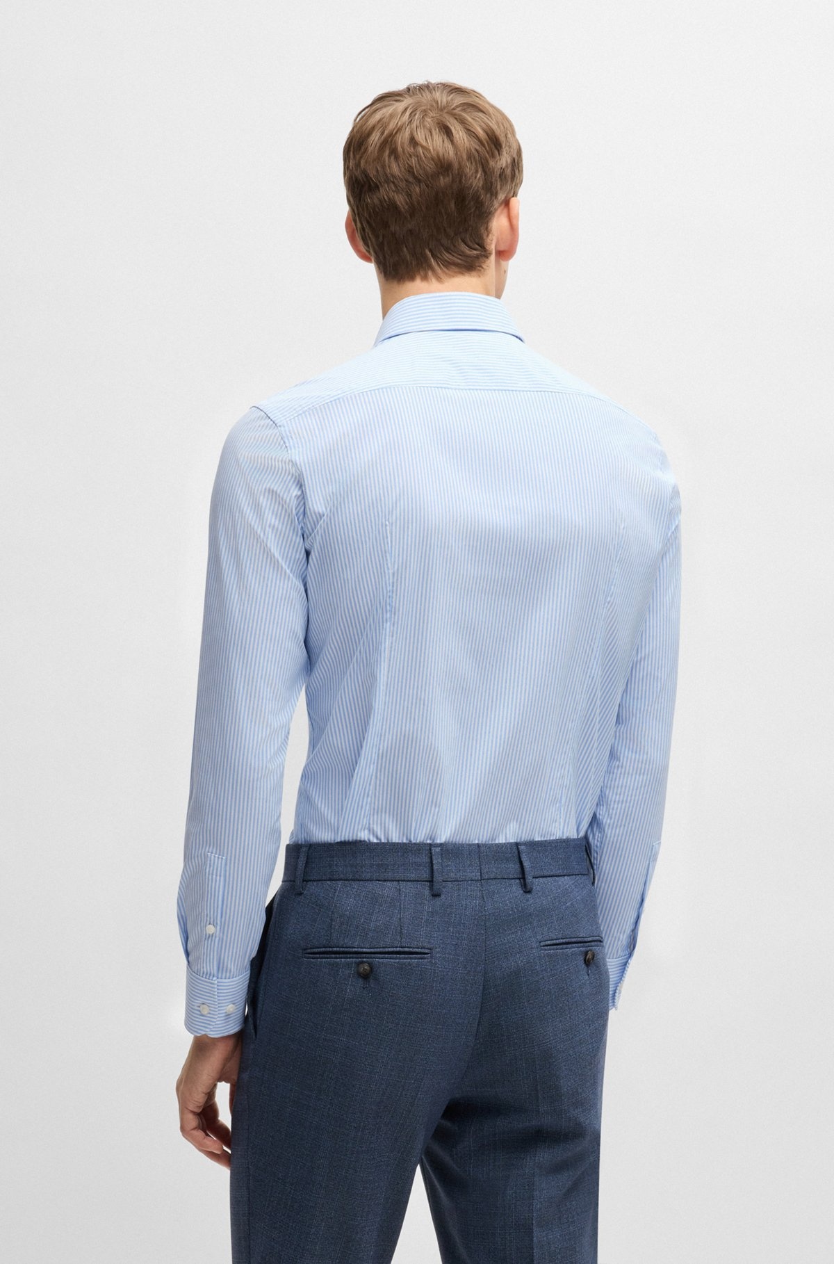 SLIM-FIT SHIRT IN STRIPED PERFORMANCE-STRETCH FABRIC - 5