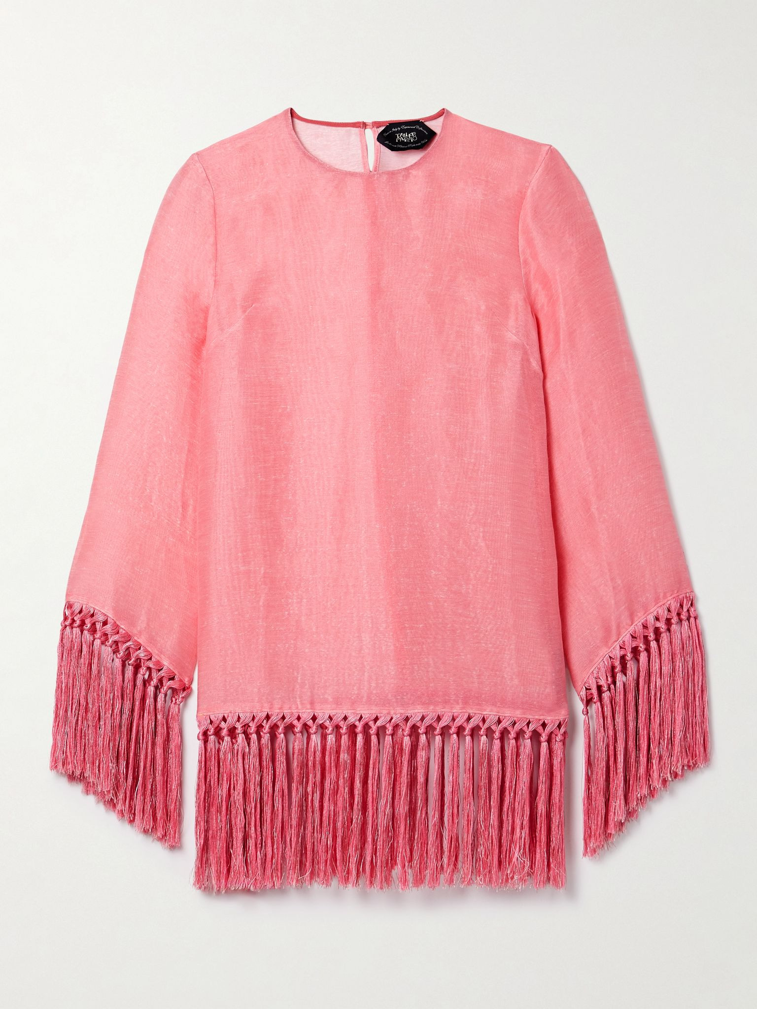 Claudia fringed linen-blend mini dress Pink - 1