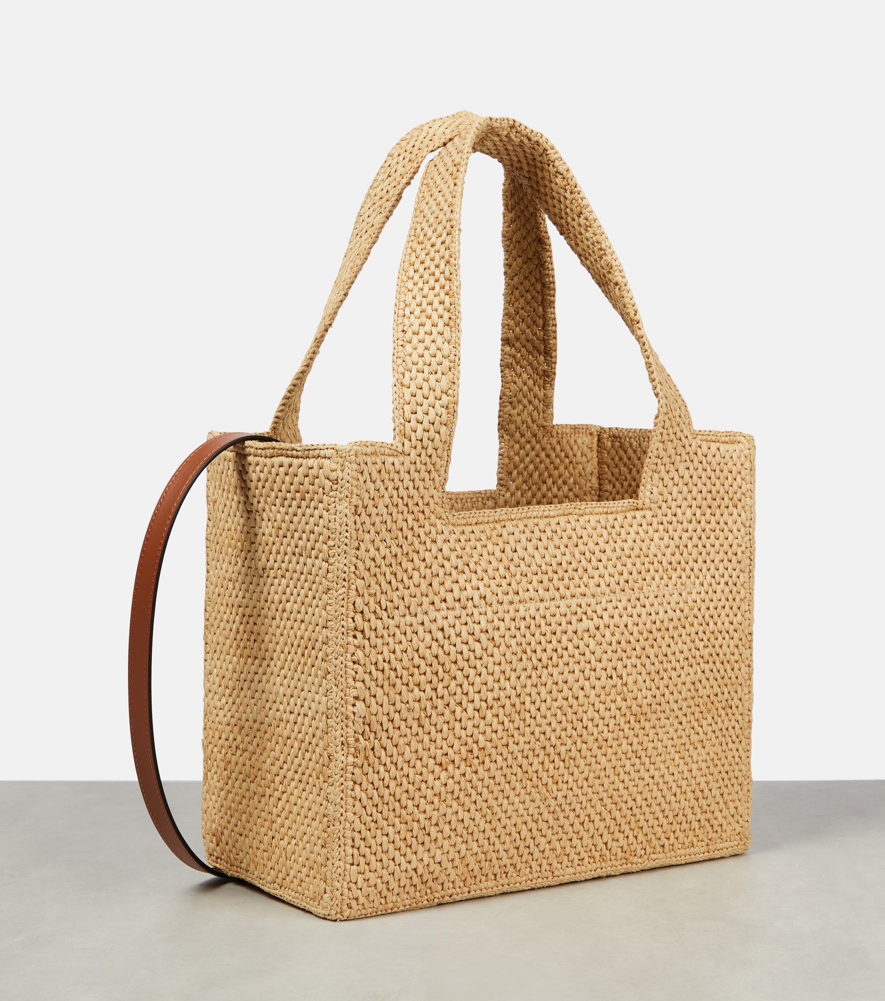 Paula's Ibiza Medium logo raffia tote bag - 4