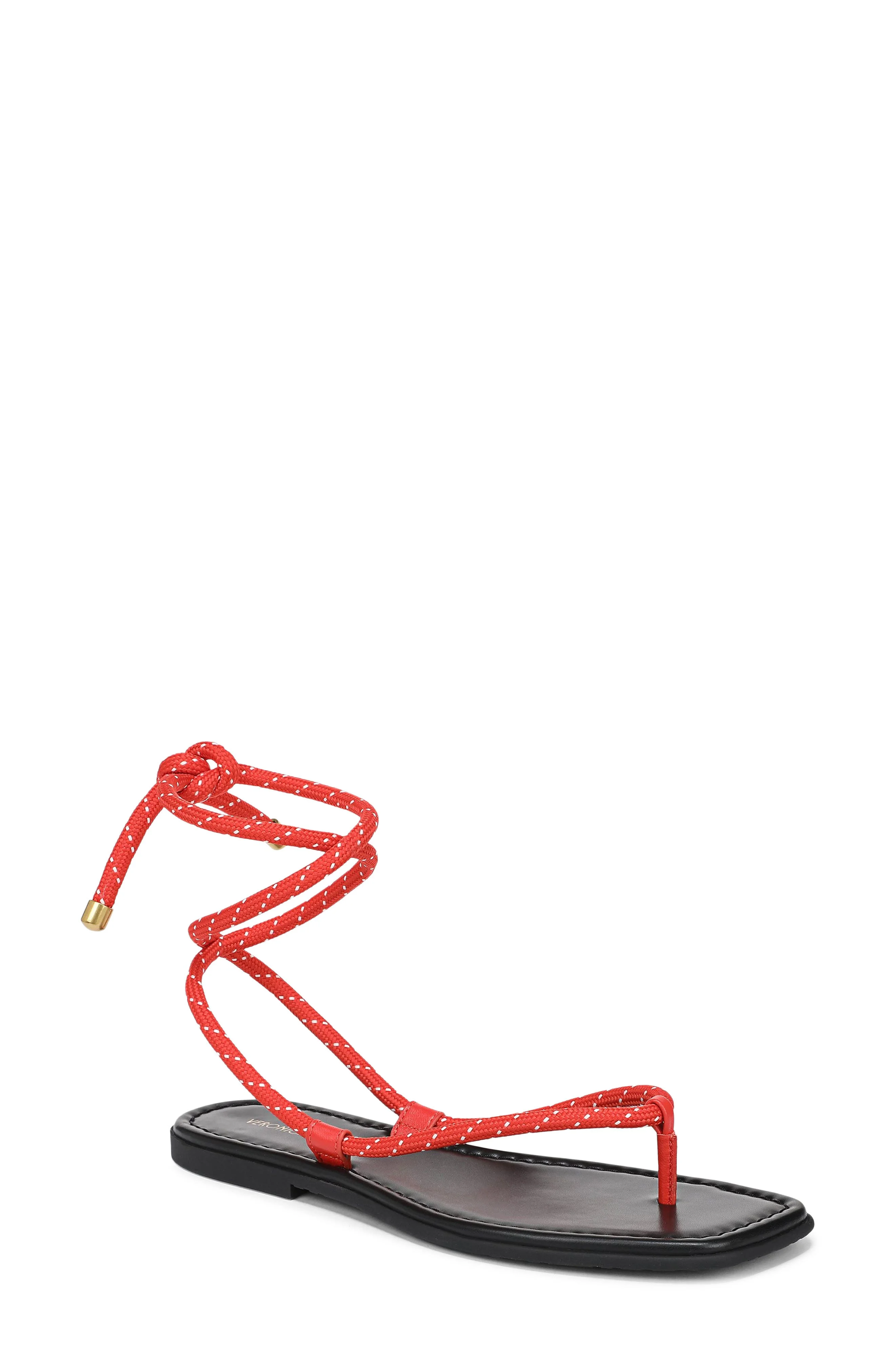 Veronica Beard Carmina Ankle Wrap Sandal in Flame Red at Nordstrom - 1