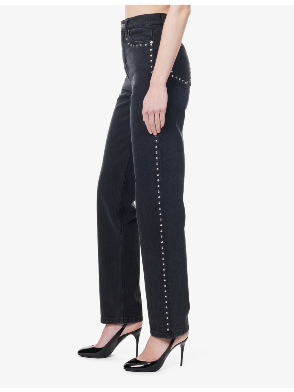Stud-Embellished Straight-Leg Denim Jeans - 3