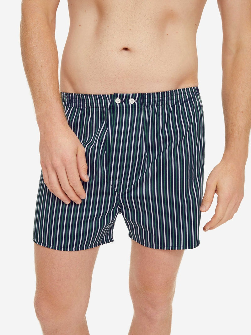 Derek Rose Men's Classic Fit Boxers Wellington 53 Cotton Satin Multi outlook