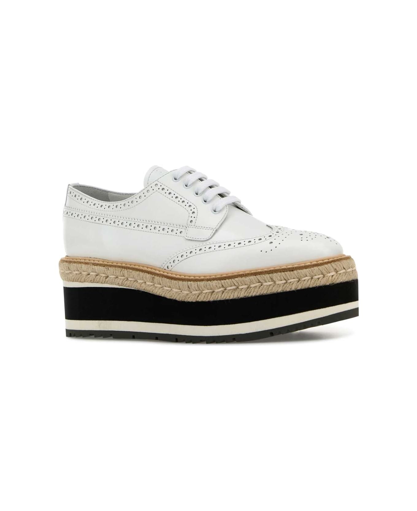 White Leather Lace-up Shoes - 2