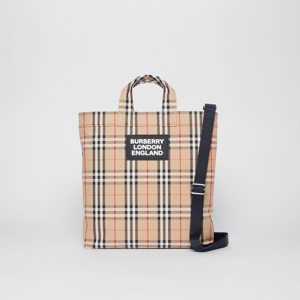 Logo Appliqué Vintage Check Cotton Blend Tote - 1