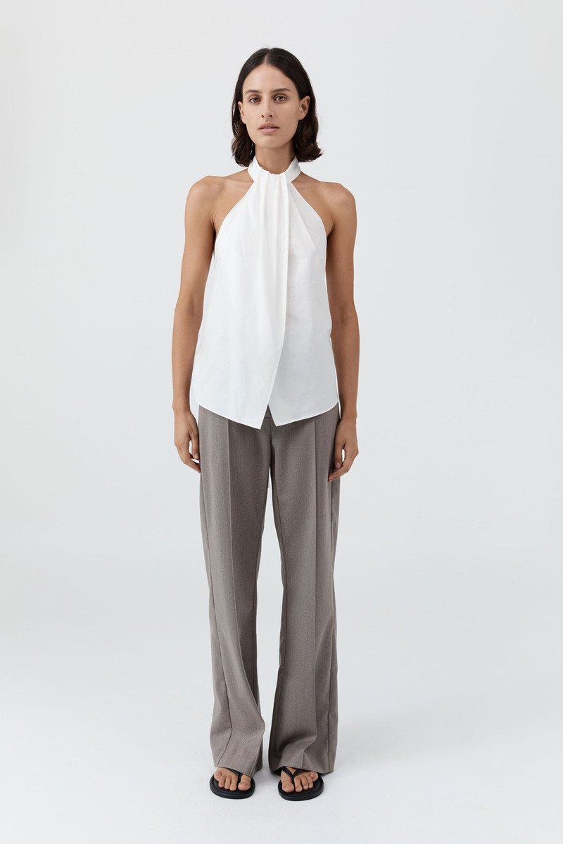 Oxford Halter Tie Back Top - White 2