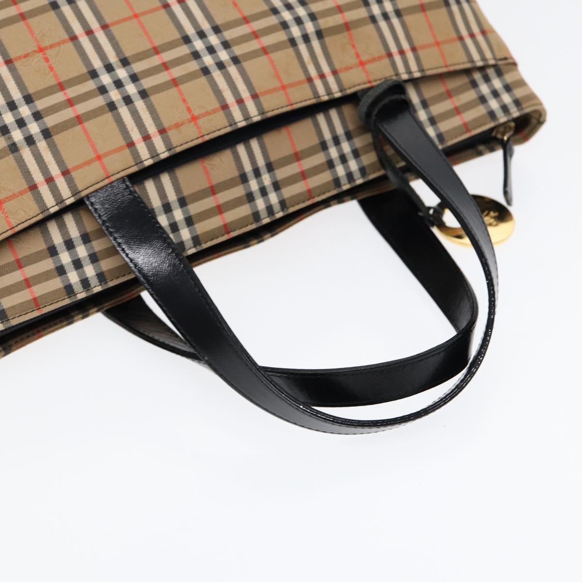 Burberry Nova Check Hand Bag Canvas Leather Beige Gold - 7