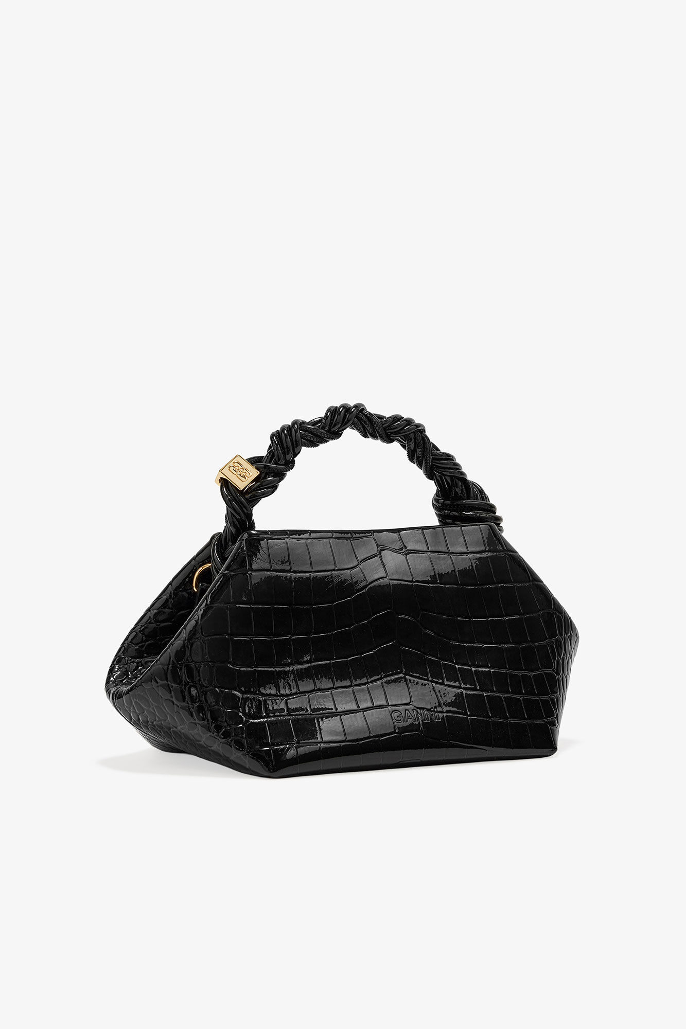 BLACK CROCO PATENT SMALL GANNI BOU BAG - 2