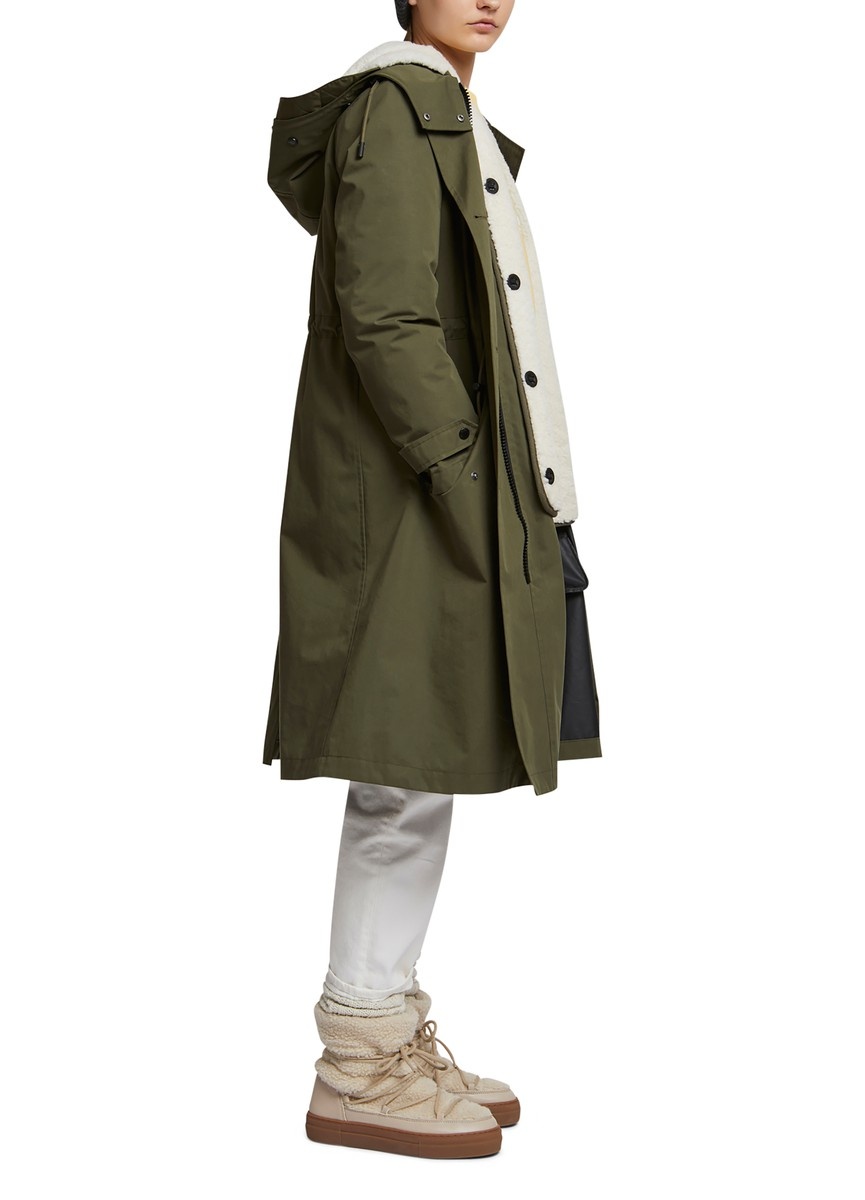 Waterproof cotton blend parka with shearling trim - 4