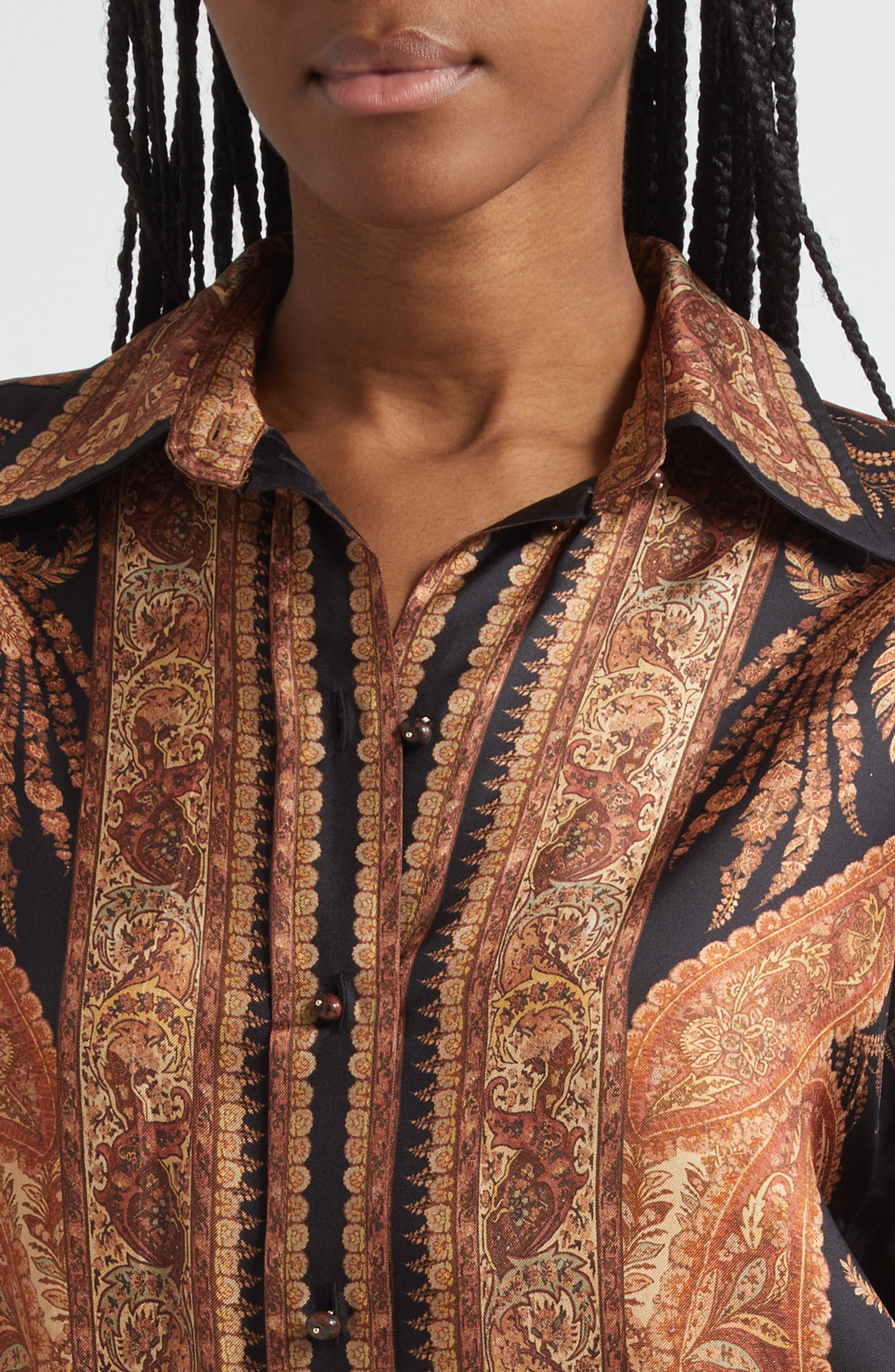 Zimmermann Hypnotic Paisley Silk Button-Up Shirt in Black Paisley at Nordstrom - 4