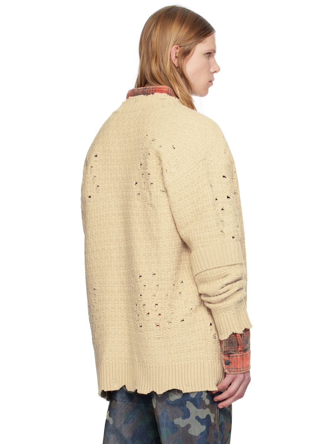 Beige Roghen Wool Long Cardigan - 3