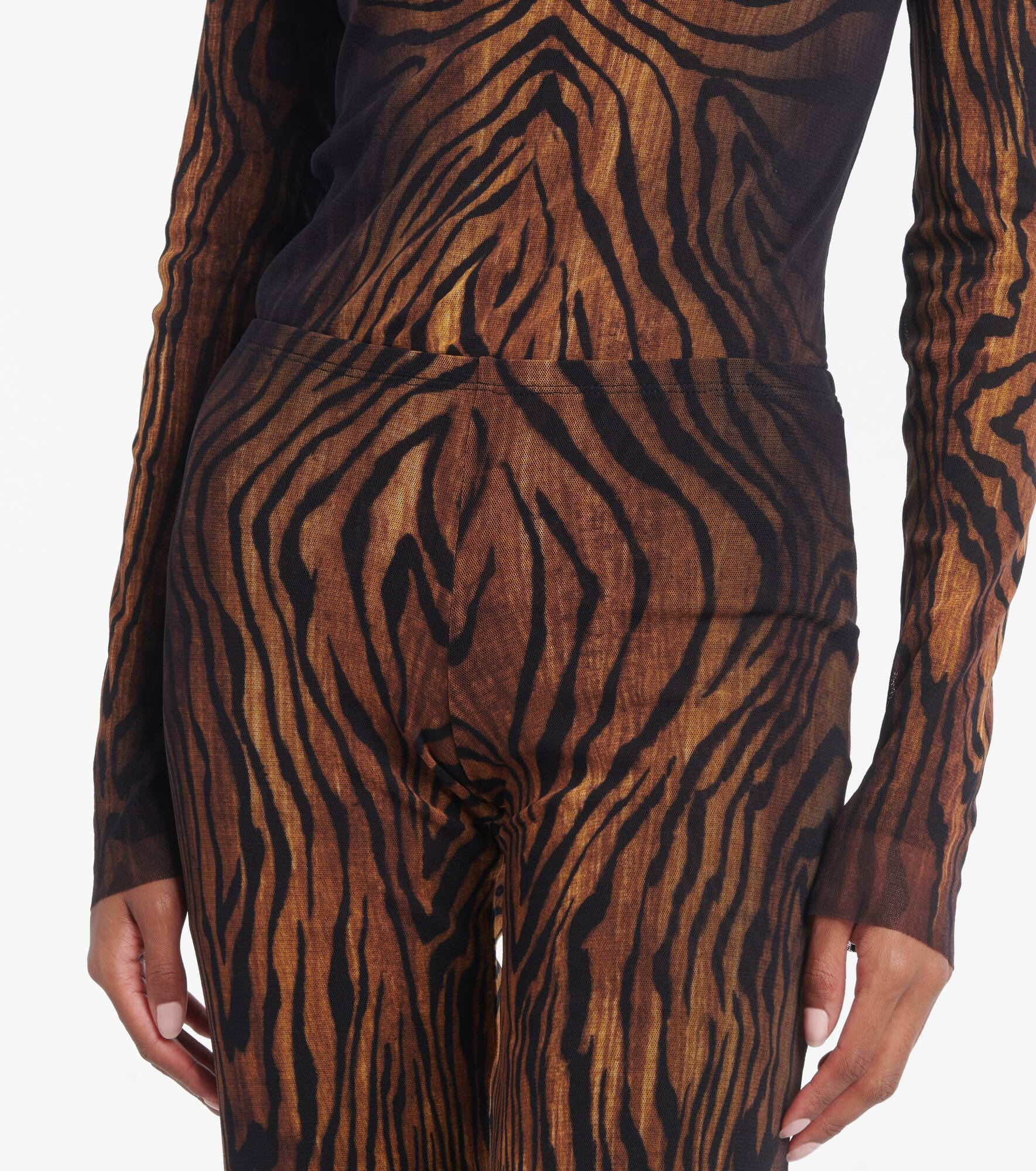 Wood trompe l'œil tulle straight pants - 4