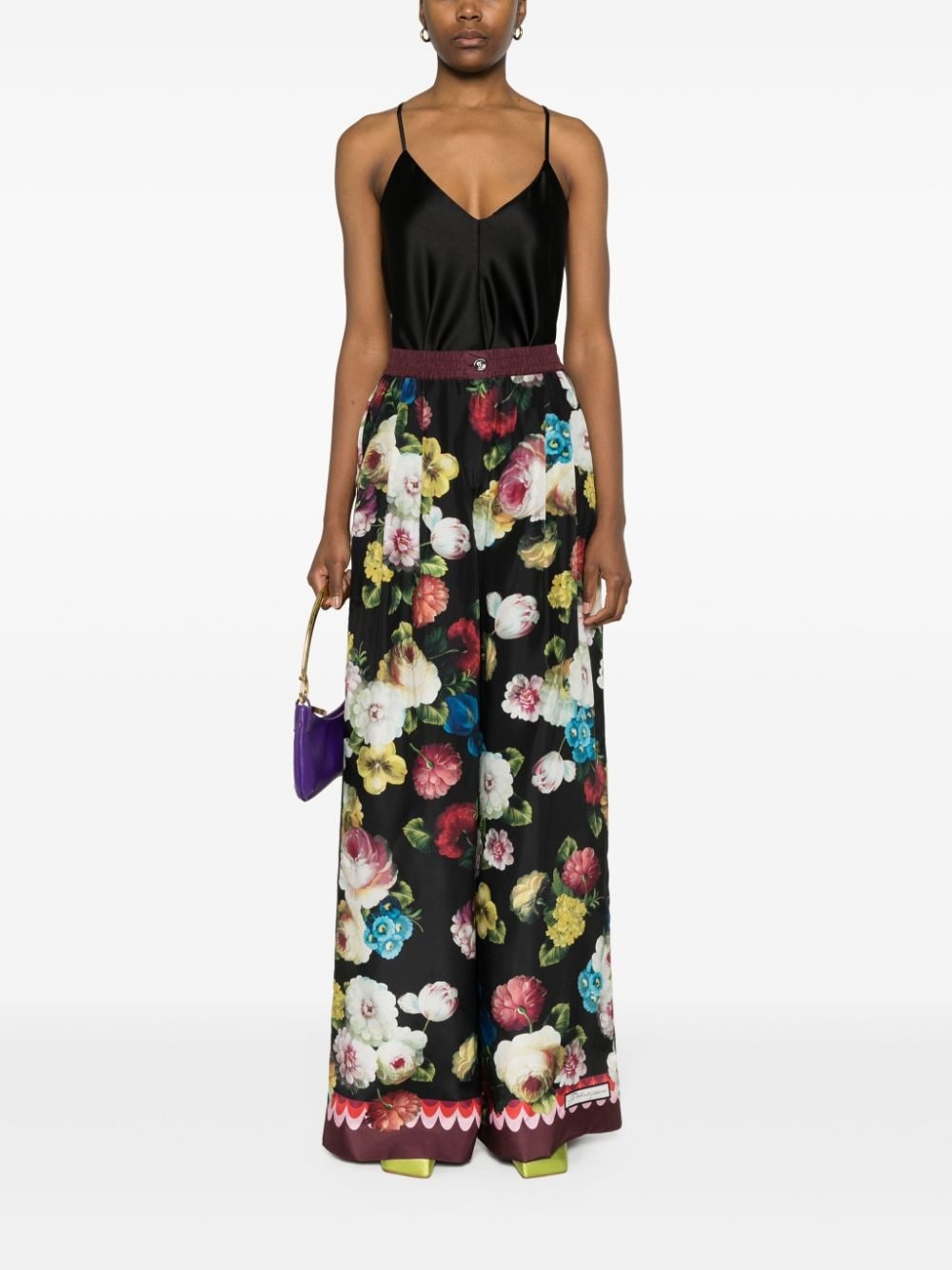 floral wide-leg trousers - 2