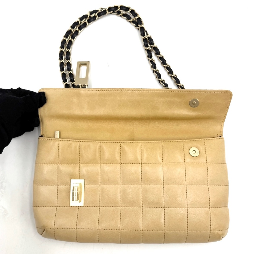 Chanel No.8 Beige Chocolate Bar Chain Shoulder Bag - 9