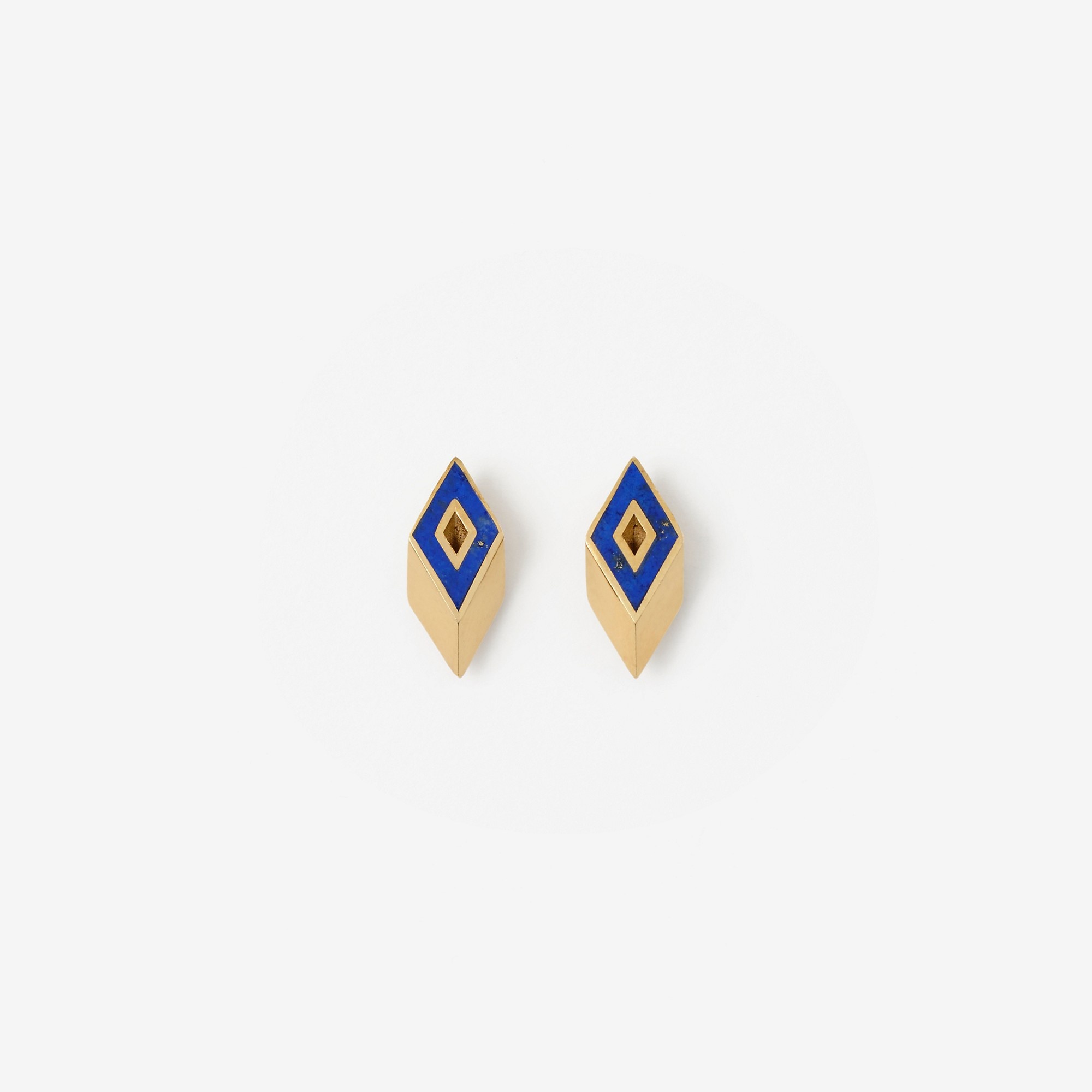 Lapis Hollow Stud Earrings - 1