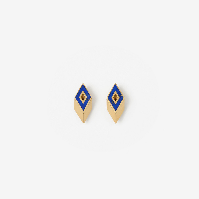 Lapis Hollow Stud Earrings 1