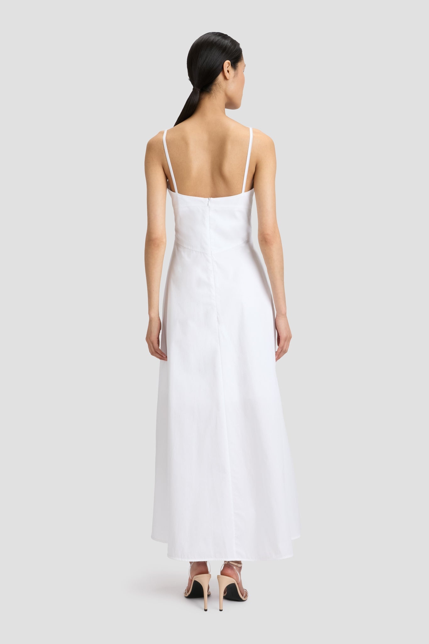 Cami Fit And Flare Midi Dress In White - 5