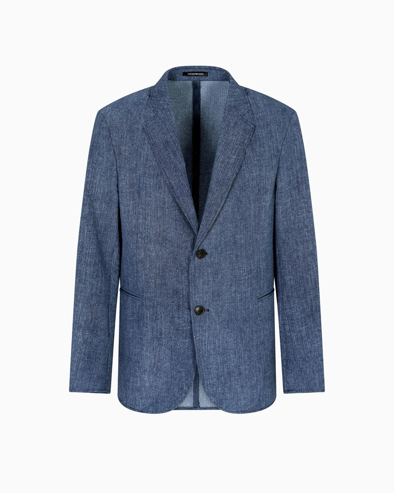 PRINTED SEERSUCKER SINGLE-BREASTED BLAZER 1
