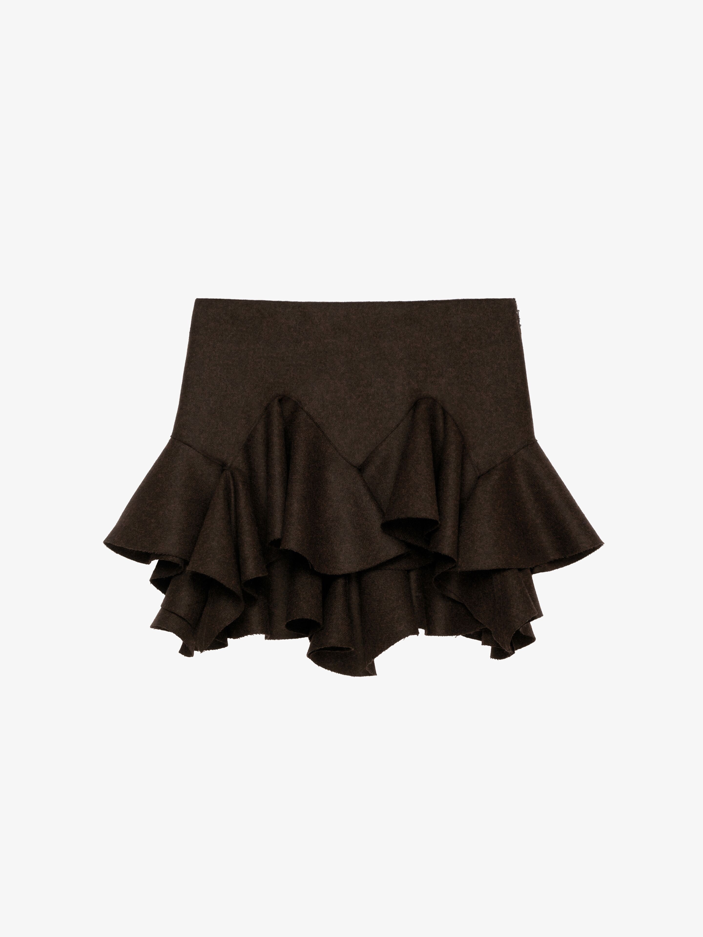 MINI-SKIRT IN FELTED WOOL WITH FLOUNCES - 1