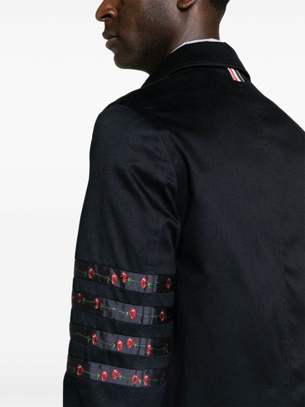 floral stripe-detailing shirt jacket - 5