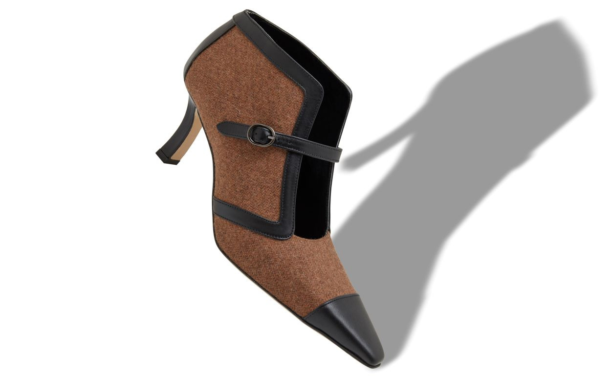 Brown and Black Wool Ankle Boots - 2