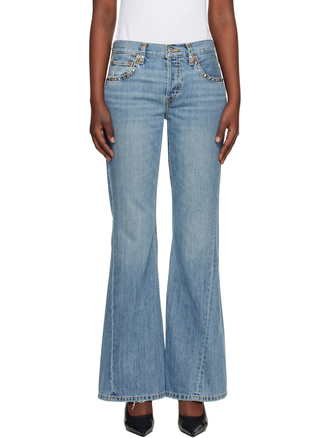 Blue Twisted Mid Rise Bootcut Jeans - 1