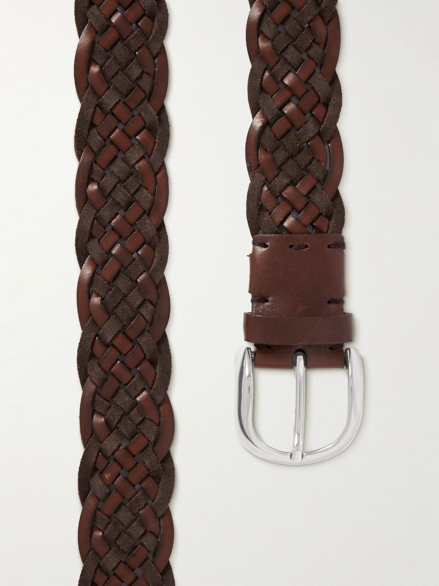 4cm Woven Leather and Suede Belt - 3