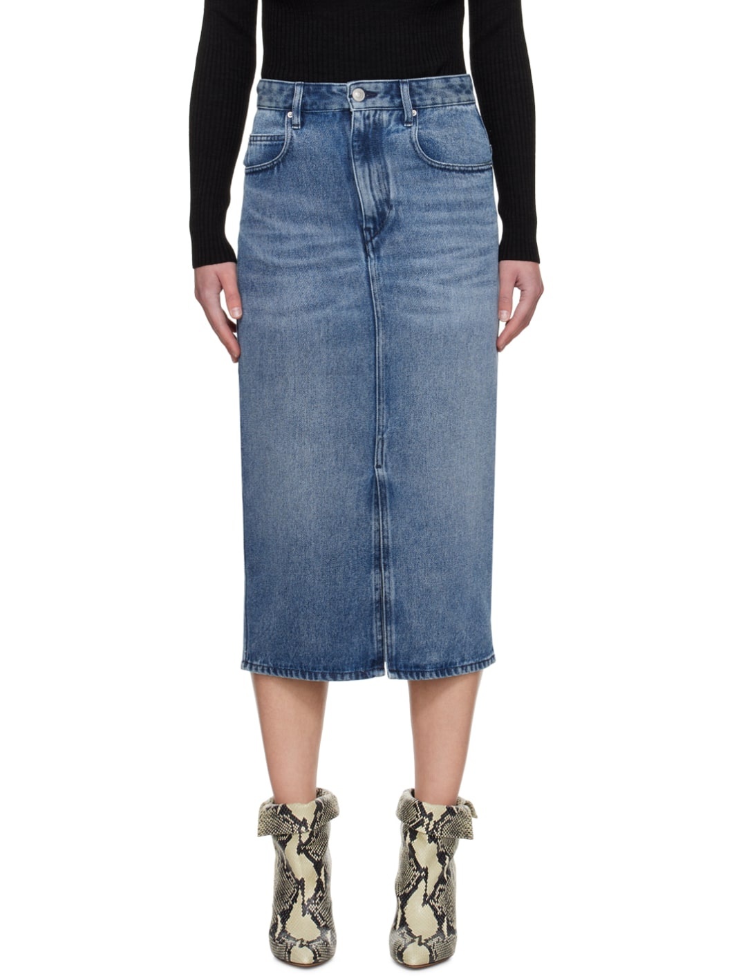 Blue Tilauria Denim Midi Skirt - 1